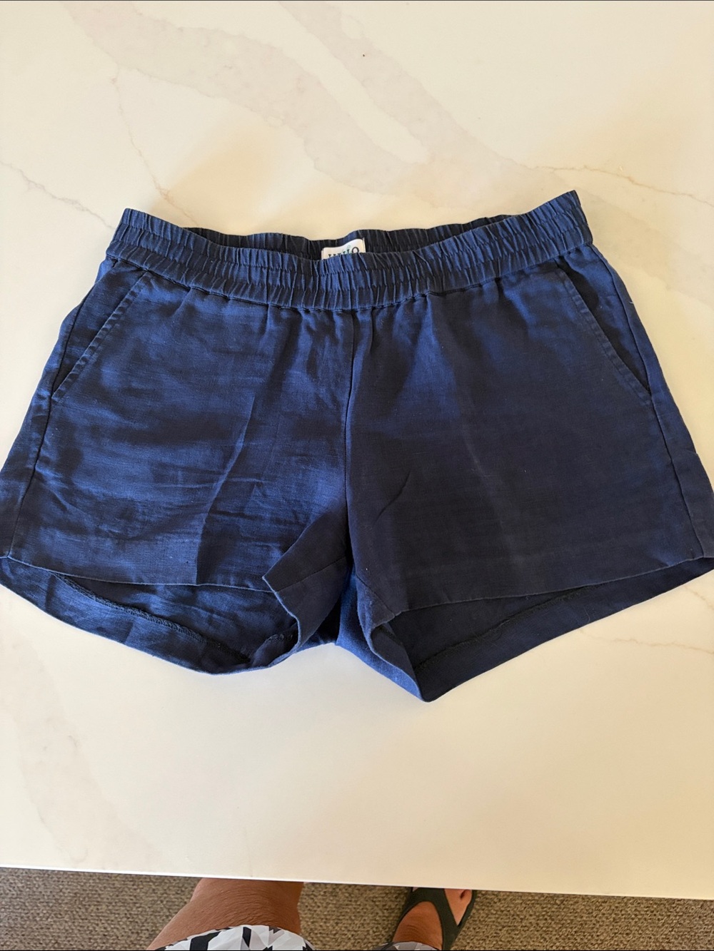 Casual Navy Elastic-Waist Athletic Shorts for Women